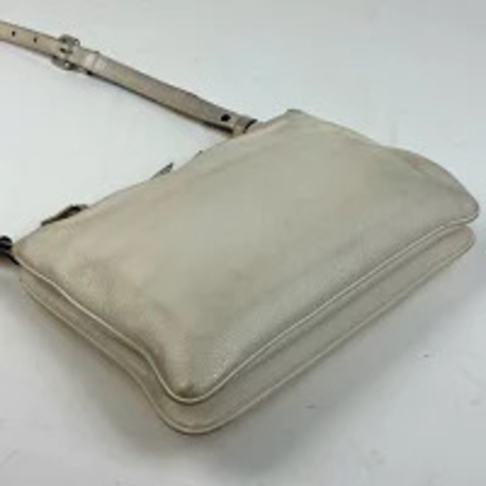 Prada  Vitello White Crossbody metallic logo Daino Milano Bag